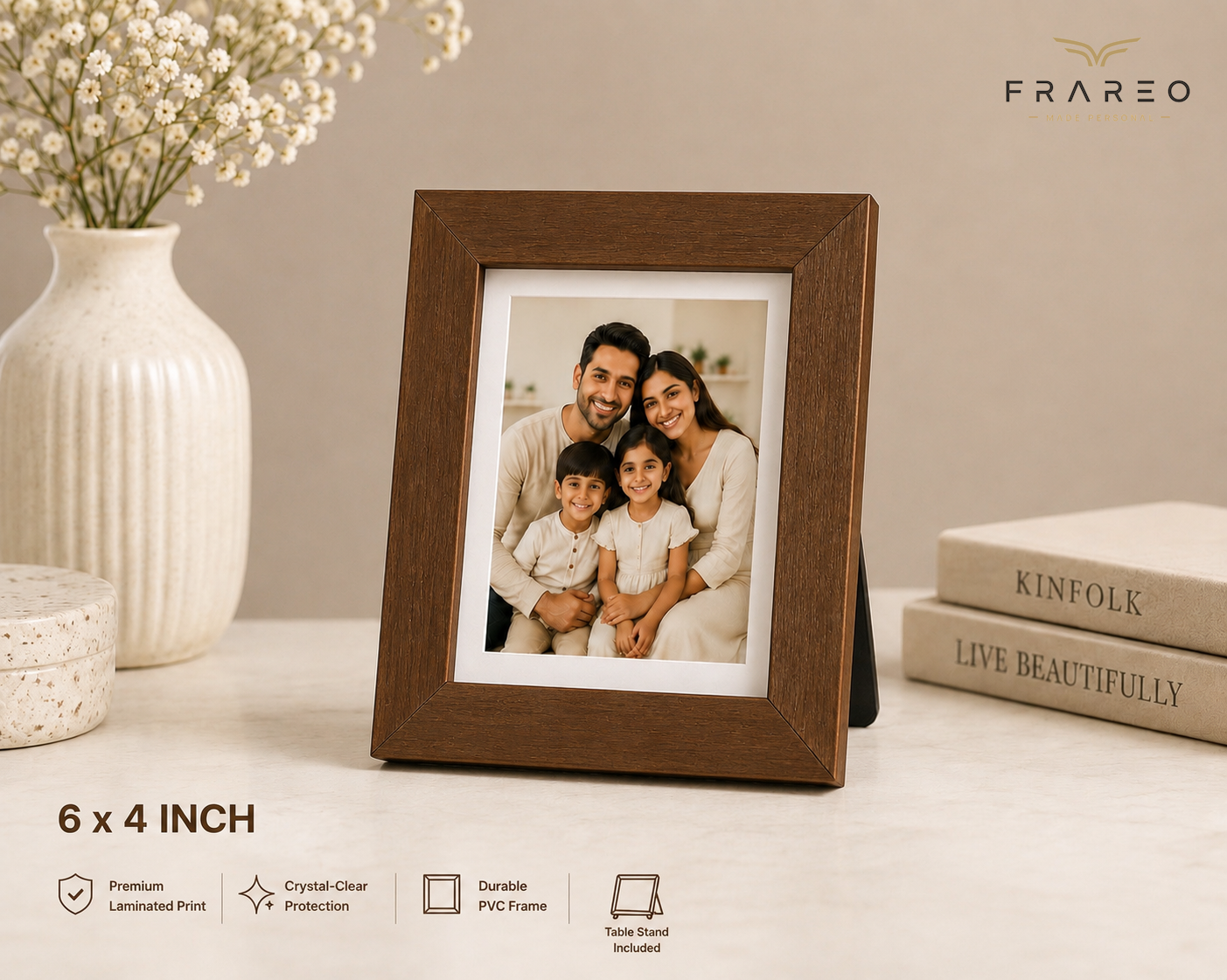 Personalized Photo Frame - Rustic Brown official Frareo catalog example
